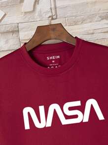 Men Letter Graphic Tee - Burgundy - View 3