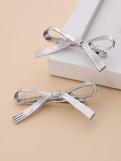 مجموعة من 2 قطعة من مشابك الشعر المعدنية على شكل فيونكة للبنات، لأسلوب الشارع Y2K وعيد الحب، مشابك شعر مخالب أنيقة، للمدرسة والجامعة والفيونكات الجميلة