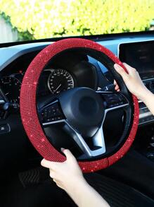 Rhinestone Decor Car Steering Wheel Cover,Car Accessories Women - Red - View 2