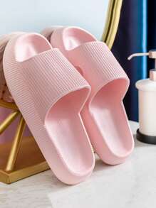 Fashionable Slides For Men, Texture Embossed Single Band Slippers - Pink - View 1