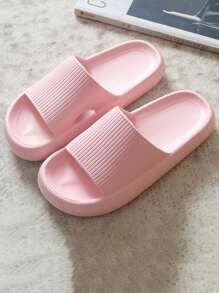 Fashionable Slides For Men, Texture Embossed Single Band Slippers - Pink - View 3