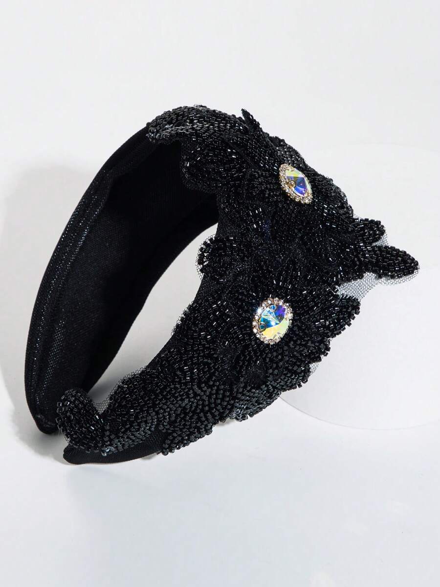 1 Nữ Kim Cương Giả & Đính Hạt Trang Trí Hoa Băng Đô Thời Trang Trang Trí Tóc - màu đen - Xem 1