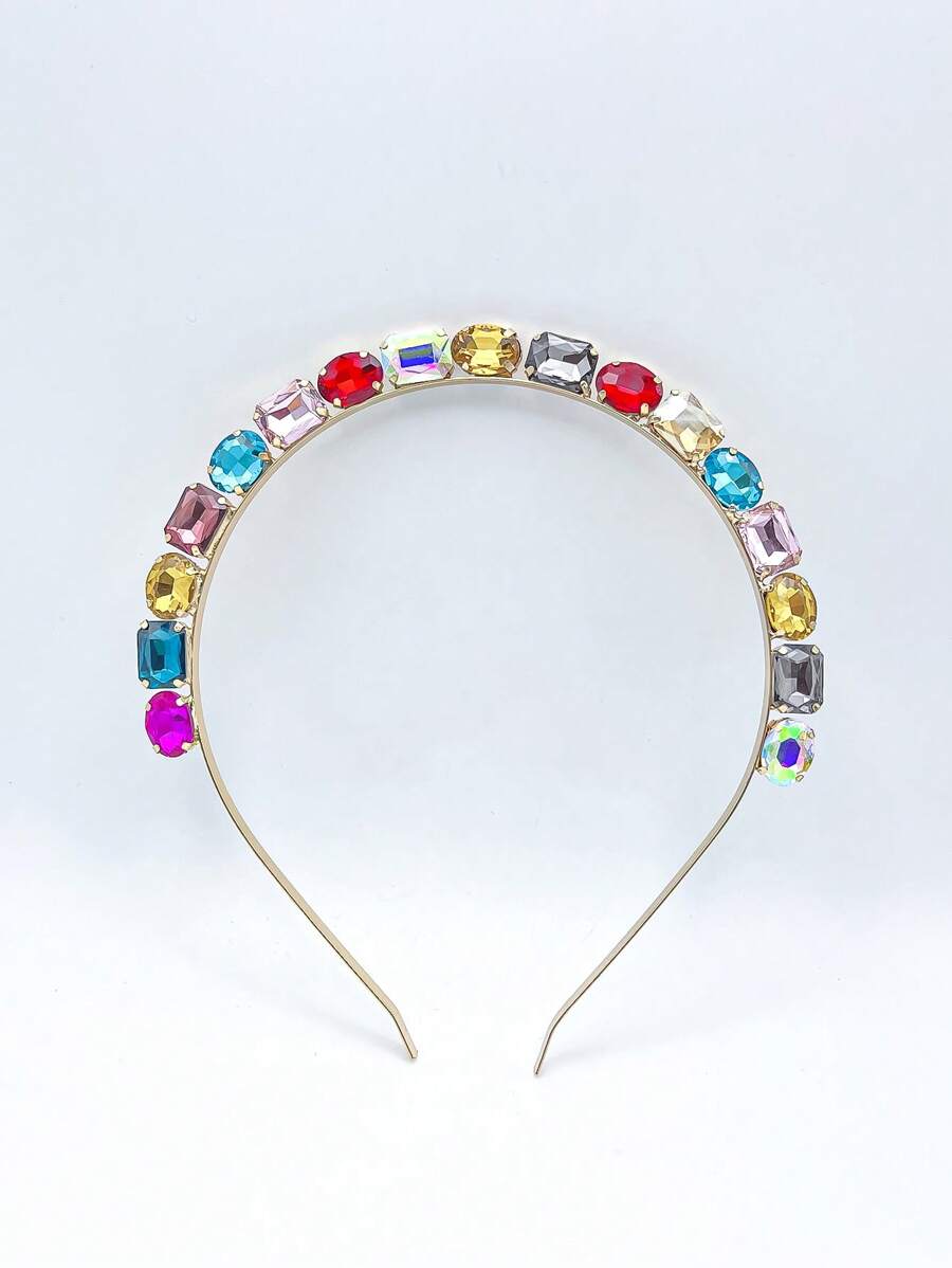 韩国简约优雅水晶水钻发夹头带女士成人发饰发带发箍 - 金色 - 查看 1