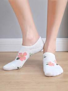 5雙女士花卉圖案時尚短襪適用於日常 - 彩色 - 查看 2