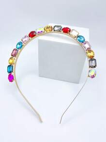 韩国简约优雅水晶水钻发夹头带女士成人发饰发带发箍 - 金色 - 查看 3