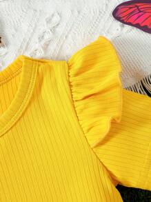 Baby Girl Ruffle Trim Tee & Butterfly Print Bow Front Shorts & Accessory Headband - Multicolor - View 5