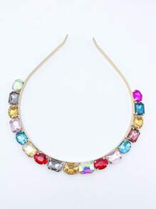 韩国简约优雅水晶水钻发夹头带女士成人发饰发带发箍 - 金色 - 查看 5