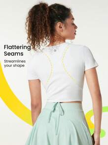 GLOWMODE Get Ripped Ribbed Cropped Front V Slit Tee - White - View 2