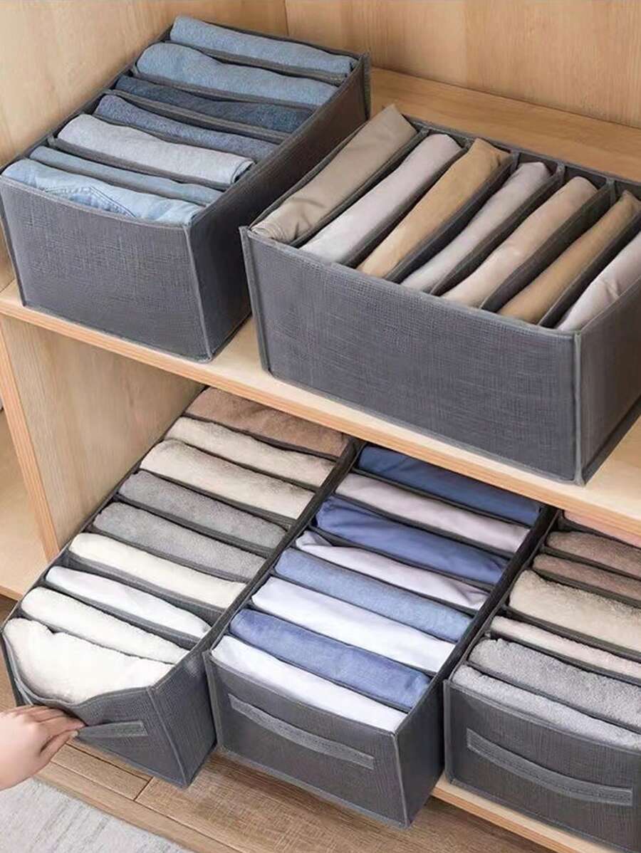 1 Màu Trơn Ngăn Kéo Tổ Chức, Vải Hiện Đại Hộp Bảo Quản Đồ Lót Cho Gia Đình - Xám - Xem 1
