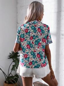 SHEIN VCAY 印花前紐扣襯衫 - 彩色 - 查看 2