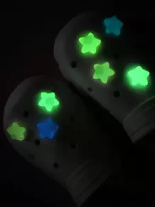 7pcs Glow In The Dark Star Design Shoe Decoration, ABS Fashion Shoe Decorations For Clogs - Multicolor - View 1