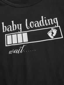 SHEIN Maternity Letter Graphic Bodycon Dress - Black - View 3