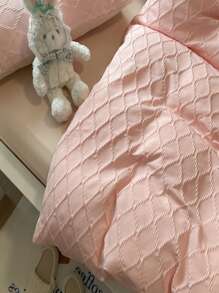 4 chi tiết hình học Bộ vỏ chăn không có chất độn, Bộ chăn ga gối polyester hiện đại cho gia đình - Hồng - Xem 2