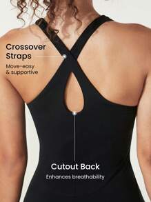 GLOWMODE Softflux Vestido Mini Deportivo Sólido Con Cintura Curva, Espalda Entrecruzada Descubierta Y Pantalones Cortos Incluidos