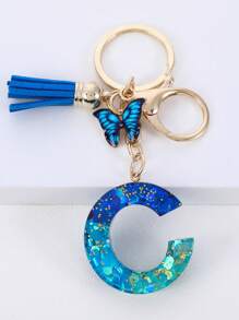Boho Butterfly & Tassel Charm Keychain - Multicolor - View 1