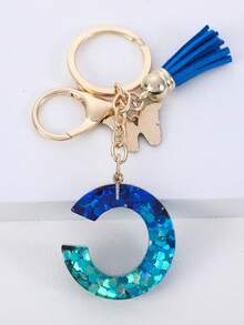 Boho Butterfly & Tassel Charm Keychain - Multicolor - View 2