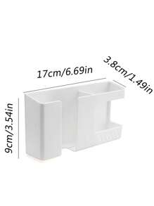 1pc Remote Control Storage Box, Modern Plastic Wall Mounted Remote Control Holder For Home Fall Home Decor  - White - View 2