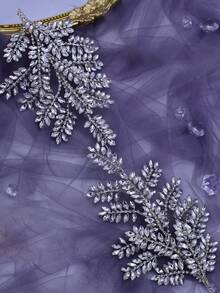 1pc Women Rhinestone Decor Glamorous Bridal Headband For Wedding Party - Silver - View 4