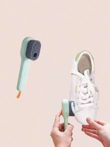 软毛清洁刷，可与液体一起使用，长柄，适用于鞋子、衣服、擦洗板、家用清洁工具