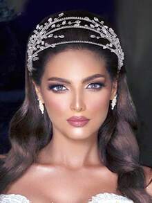 Rhinestone Decor Bridal Headwear - Silver - View 1