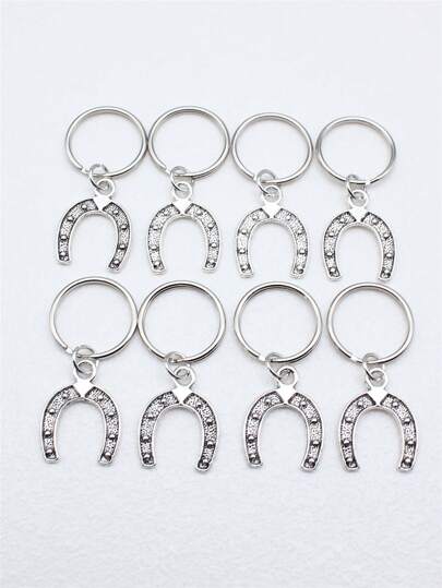 8 قطعة/مجموعة 23x18 ملم سحر حذاء الحصان دلاية سلسلة مفاتيح 20 ملم قطر خارجي سلك دائري سلسلة مفاتيح بدون سلسلة ، اكسسوارات السيارة ، سحر الحقيبة ، حقيبة الظهر للمدرسة ، جوثيك كيوت Y2K