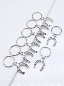 Party 8 Stück/Set 23x18mm Hufeisen Anhänger Schlüsselanhänger 20mm Außendurchmesser runder Draht Schlüsselring ohne Kette Schlüsselanhänger Auto Zubehör Taschenbaumler Rucksack für Schule Süß Goth Y2k Geschenke für Mutter, Vater, Abschluss und Lehrer - Antiksilber - Übersicht 2