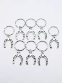 Party 8 Stück/Set 23x18mm Hufeisen Anhänger Schlüsselanhänger 20mm Außendurchmesser runder Draht Schlüsselring ohne Kette Schlüsselanhänger Auto Zubehör Taschenbaumler Rucksack für Schule Süß Goth Y2k Geschenke für Mutter, Vater, Abschluss und Lehrer - Antiksilber - Übersicht 3