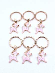 6 chiếc móc khóa hươu quyến rũ - Hồng - Xem 1