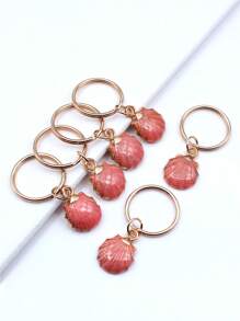6入組搪瓷貝殼吊飾鑰匙扣,適用於diy裝飾 - 粉色 - 查看 2