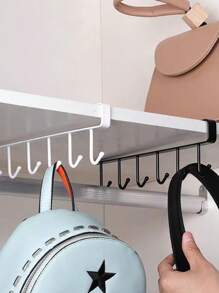 1pc Iron Storage Rack, Minimalist Plain Hanging Cup Storage Rack For Home - Black - View 2