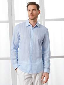 Manfinity VCAY Men Cotton Striped Print Button Front Shirt
