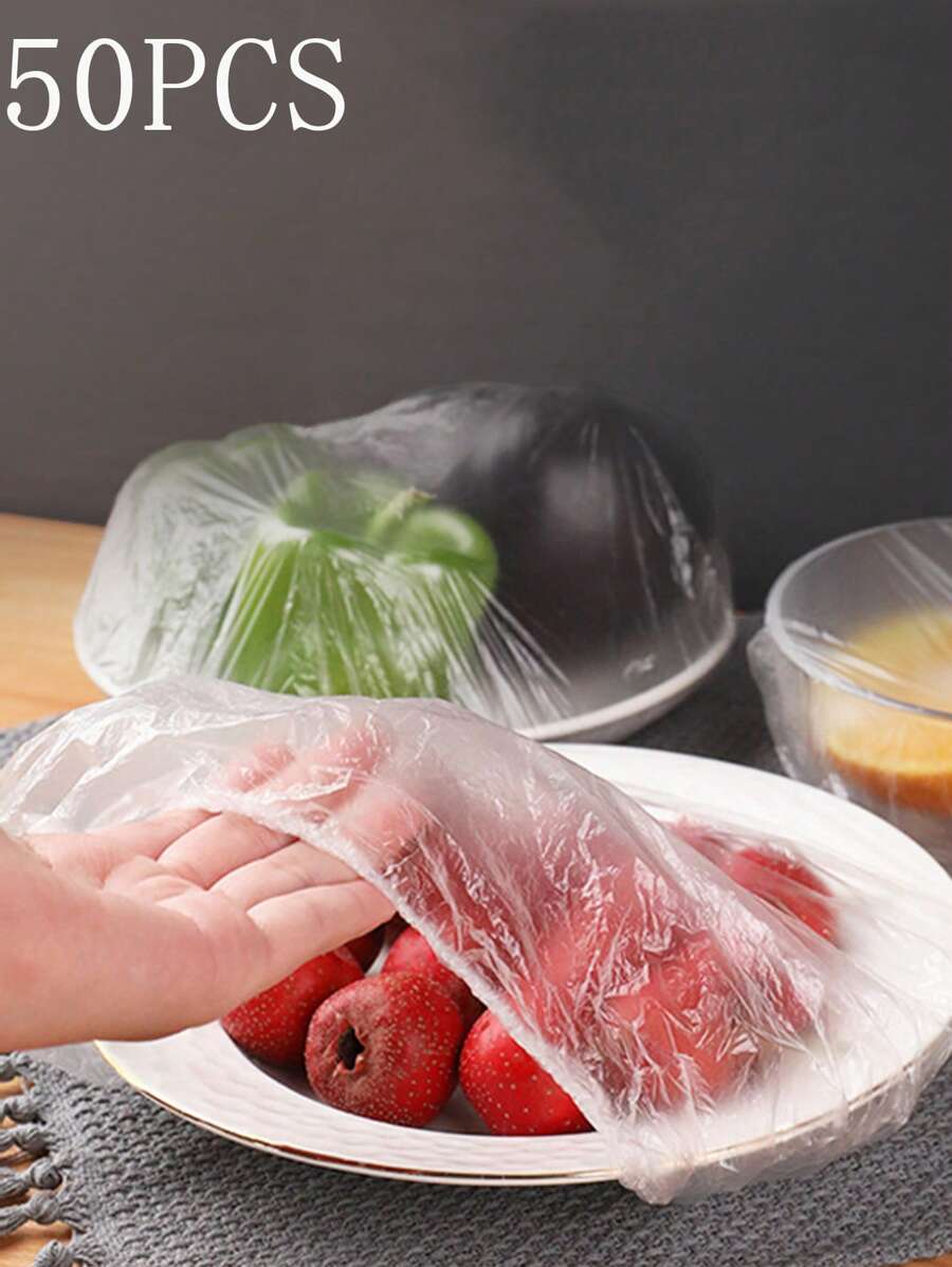 50 cái/bộ PE Bọc Thực Phẩm Dùng Một Lần, Tối Giản Rõ Ràng Giữ Thực Phẩm Giữ Tươi Cho Nhà Bếp - Trong sáng - Xem 1