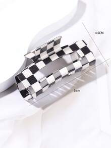 Checkered Hair Claw & 2pcs Hair Clip - Multicolor - View 4