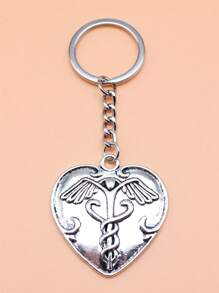 1pc Caduceus Medical Symbol Pendant Keychains - Antique Silver - View 3