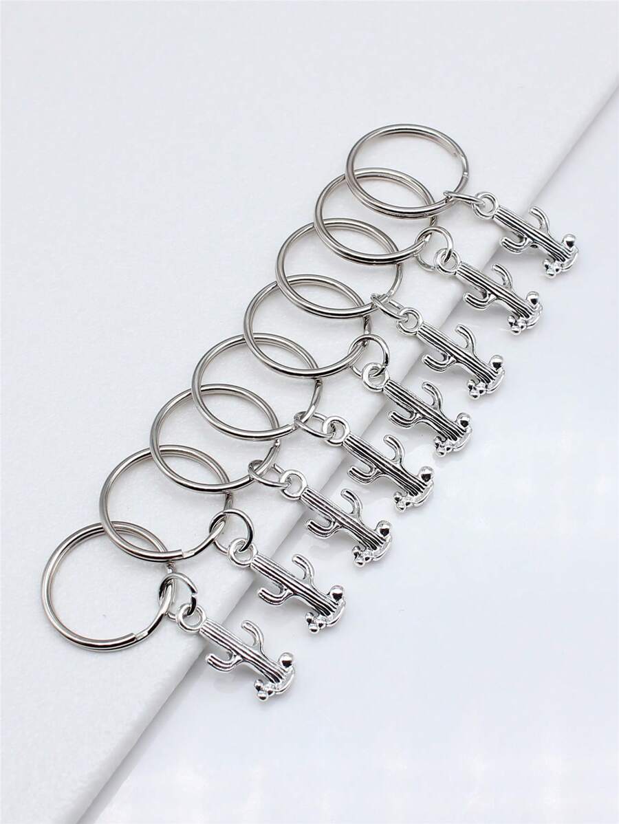 8 chiếc móc khóa quyến rũ xương rồng - Màu Bạc Cổ - Xem 1