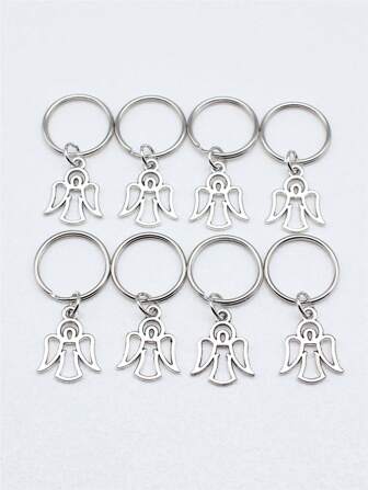Street 8件套 16x20mm 天使饰品吊坠钥匙扣 20mm 外径圆线钥匙圈 无链钥匙扣 汽车配件 包包饰品