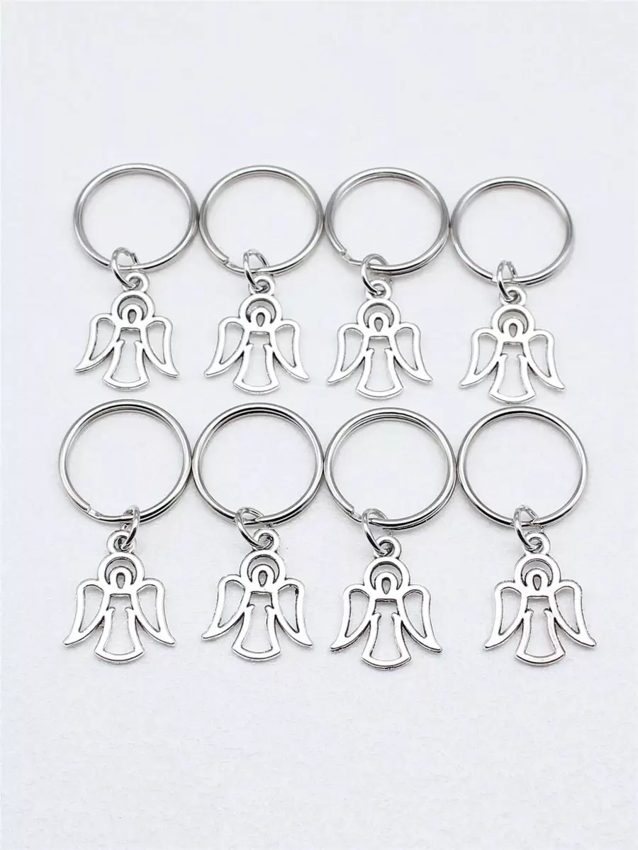 Street 8 cái/bộ 16x20mm Mặt dây chuyền thiên thần Móc chìa khóa 20mm Đường kính ngoài Dây tròn Móc chìa khóa không có dây xích Móc chìa khóa Phụ kiện xe hơi Túi đựng đồ - Màu Bạc Cổ - Xem 1