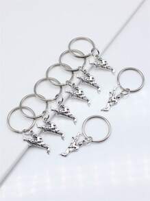 Móc khóa quyến rũ vận động viên võ thuật 8 chiếc Taekwondo - Màu Bạc Cổ - Xem 2