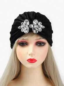 Rhinestone Decor Head Wrap - Black - View 1