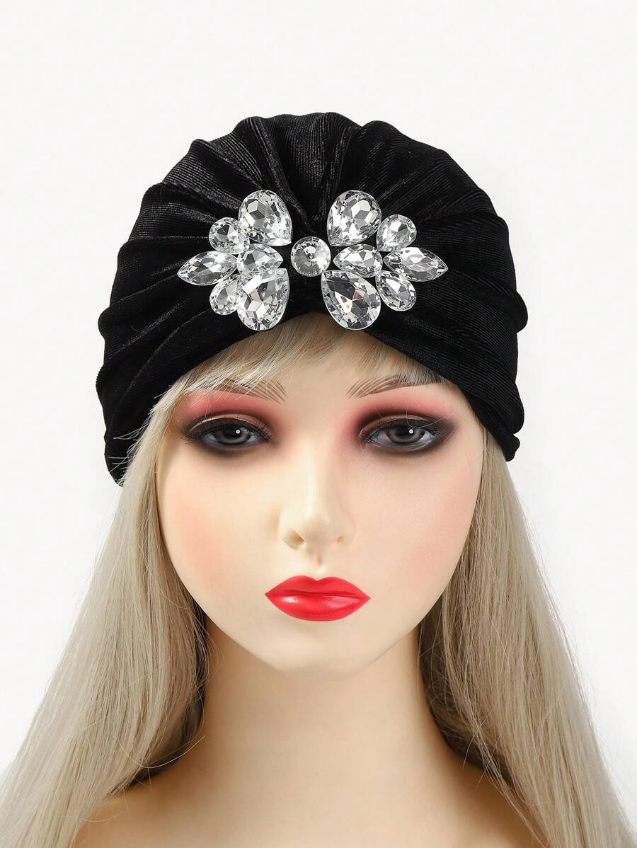 Rhinestone Decor Head Wrap - Black - View 1