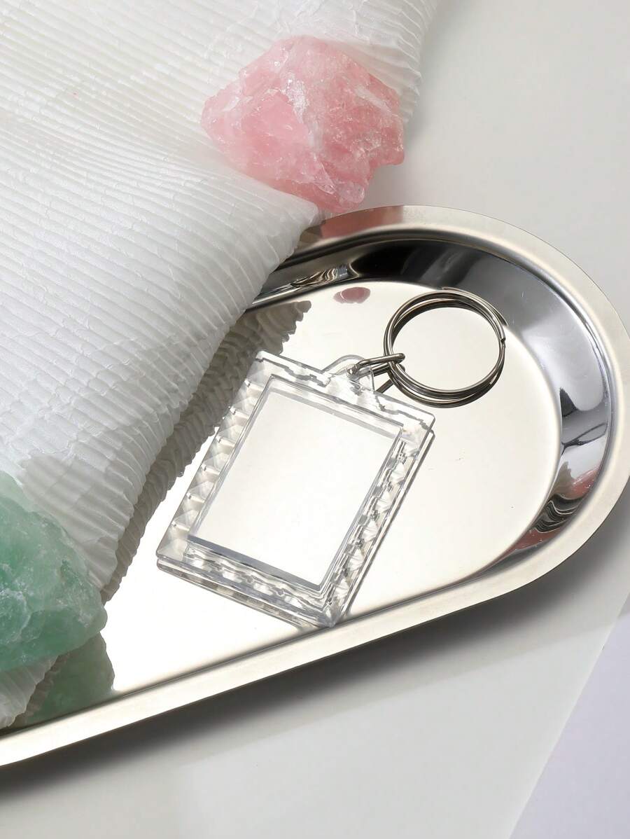 Llavero acrílico cristalino portátil del marco de la foto del tamaño mini de las señoras 1 pieza, se puede garabatear - transparente - Ver 1