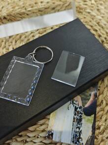 Llavero acrílico cristalino portátil del marco de la foto del tamaño mini de las señoras 1 pieza, se puede garabatear - transparente - Ver 5