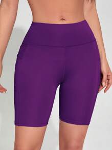 Core Rhythm Wideband Waist Biker Shorts With Phone Pocket