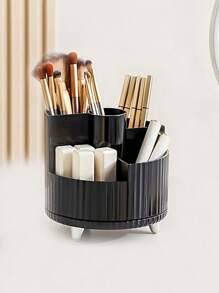 易收納化妝品口紅架1入組家用塑料可旋轉多功能化妝品收納盒 - 黑色 - 查看 3