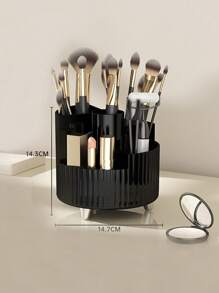 易收納化妝品口紅架1入組家用塑料可旋轉多功能化妝品收納盒 - 黑色 - 查看 5