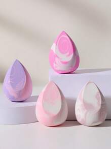 4PCS Soft Elastic Makeup Sponges Multi-Purpose Loose Powder Applicators For Cream Powder Concealer Daily Facial Cosmetic Accessories Portable Bedroom Vanity Travel Affordable Makeup Tools Ideal Christmas Gifts Stocking Stuffers And Practical Giveaways - Multicolor - View 1