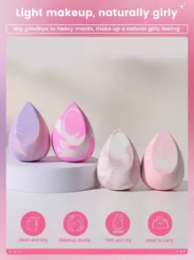 4PCS Soft Elastic Makeup Sponges Multi-Purpose Loose Powder Applicators For Cream Powder Concealer Daily Facial Cosmetic Accessories Portable Bedroom Vanity Travel Affordable Makeup Tools Ideal Christmas Gifts Stocking Stuffers And Practical Giveaways - Multicolor - View 2