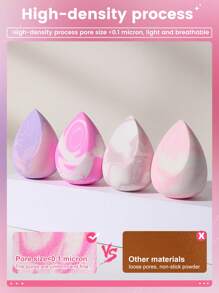 4PCS Soft Elastic Makeup Sponges Multi-Purpose Loose Powder Applicators For Cream Powder Concealer Daily Facial Cosmetic Accessories Portable Bedroom Vanity Travel Affordable Makeup Tools Ideal Christmas Gifts Stocking Stuffers And Practical Giveaways - Multicolor - View 6