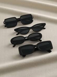 4 pares de gafas de sol ojo gato protección UV tonos negros - Gris - Ver 1