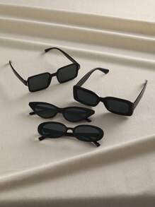 4 pares de gafas de sol ojo gato protección UV tonos negros - Gris - Ver 6